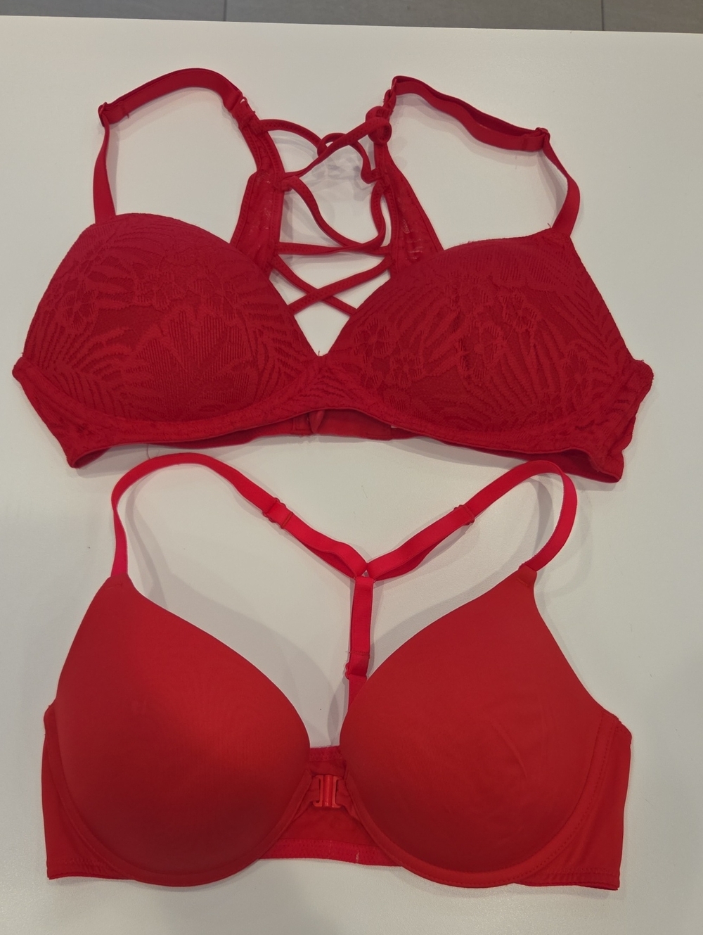 Victoria's Secret Red Lace & T-Back Bras Duo